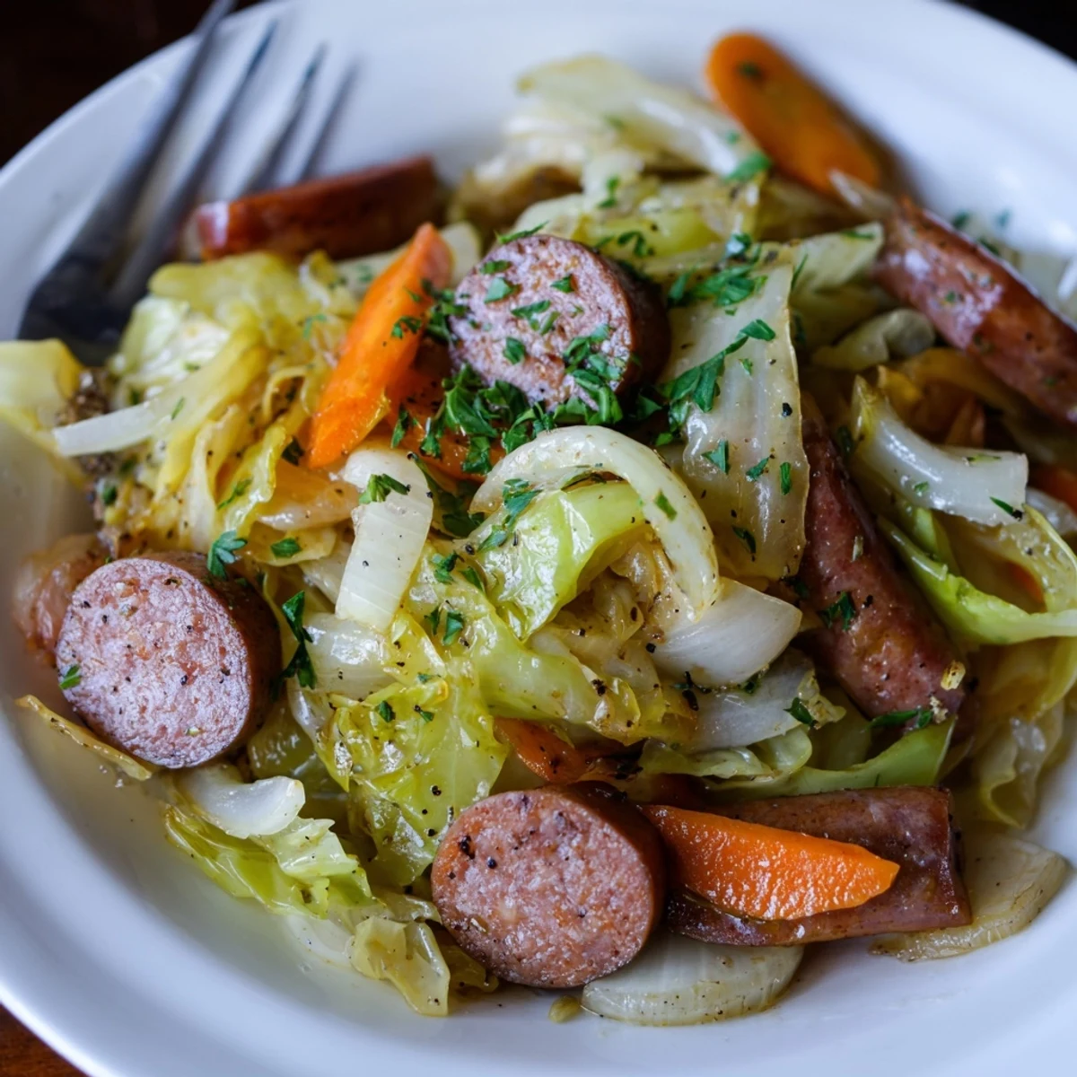 Kraut und Wurst Pfanne