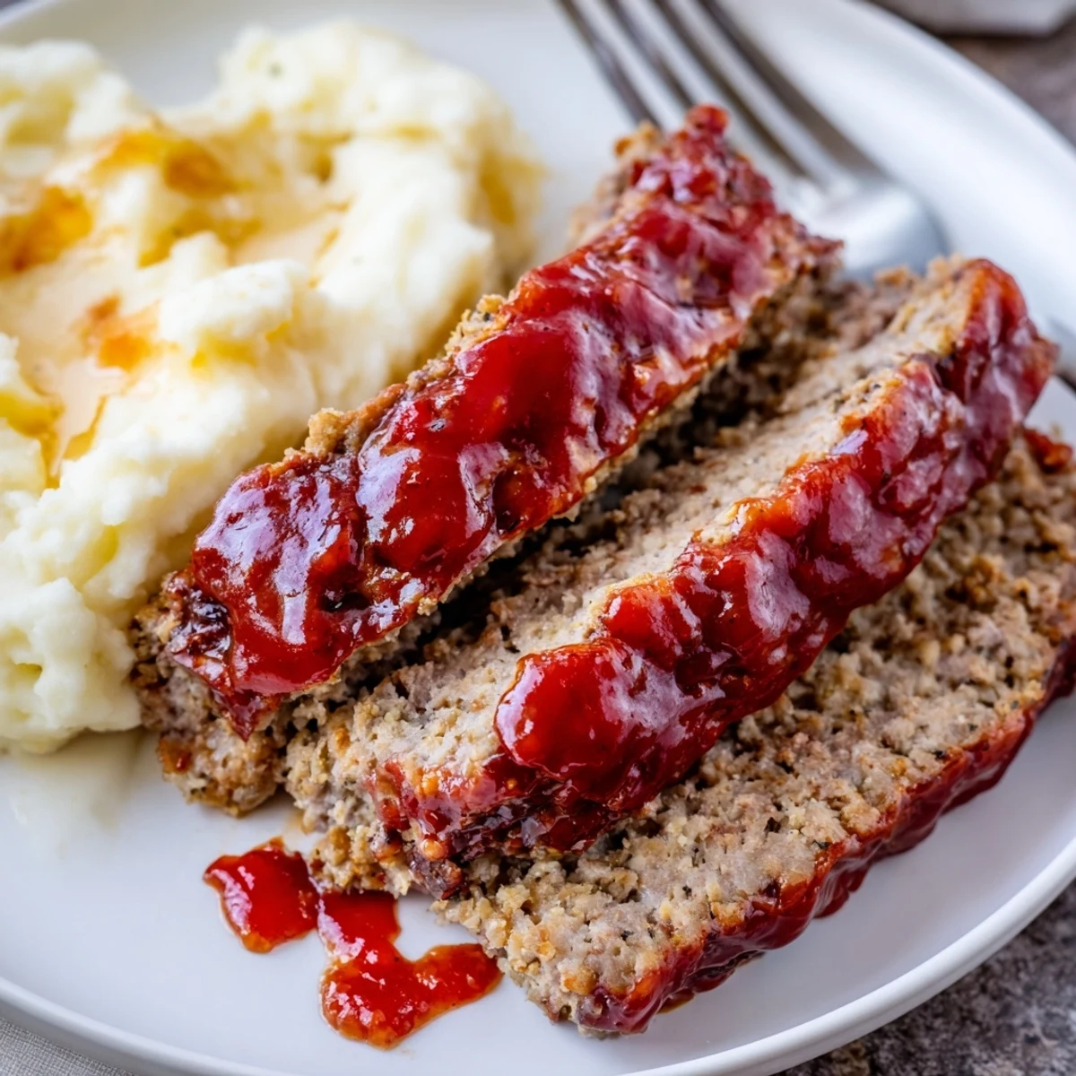 Saftiger Meatloaf mit cremigen, buttrigen Kartoffelpüree für ein herzhaftes Abendessen.