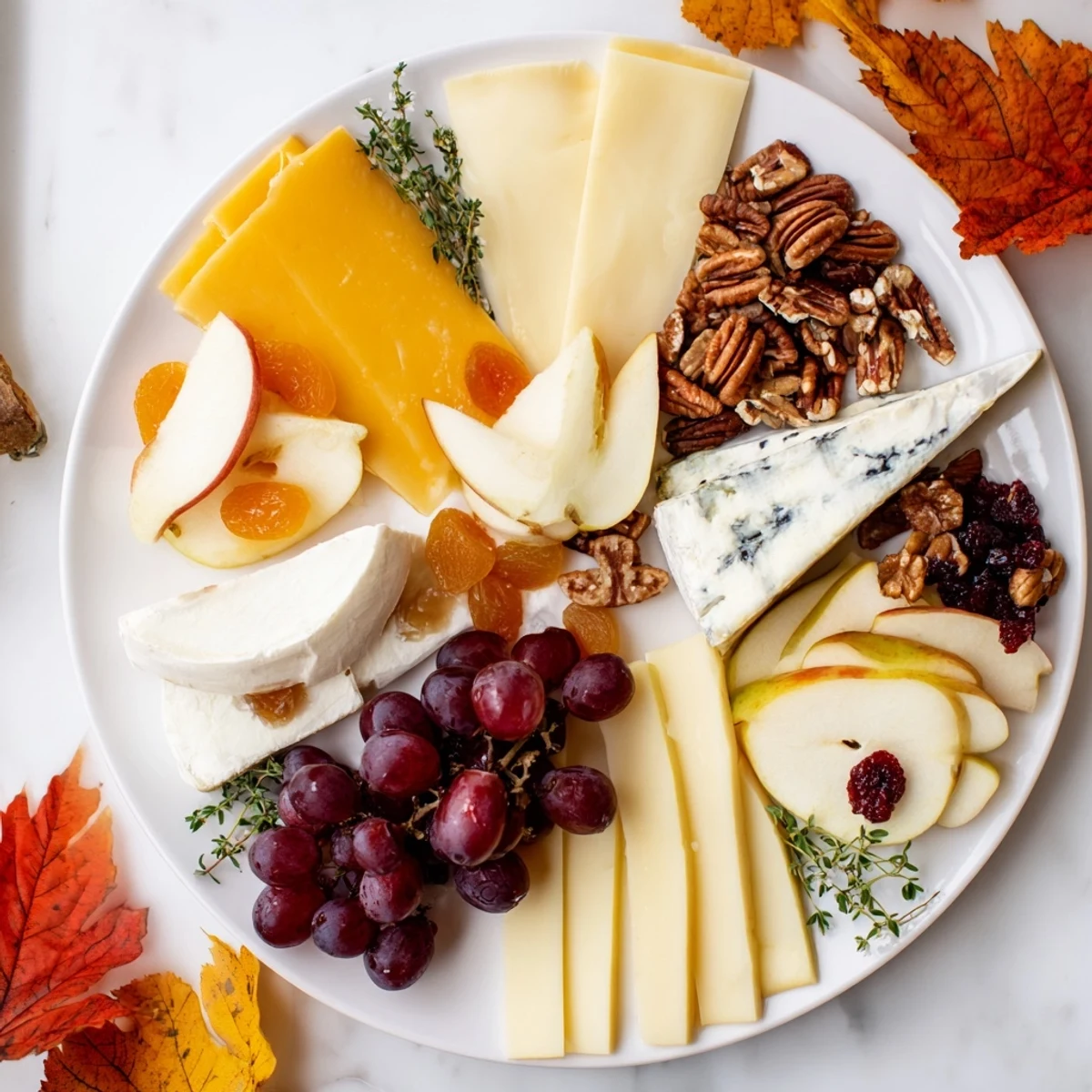 Herbstliche Käseplatte mit Früchten