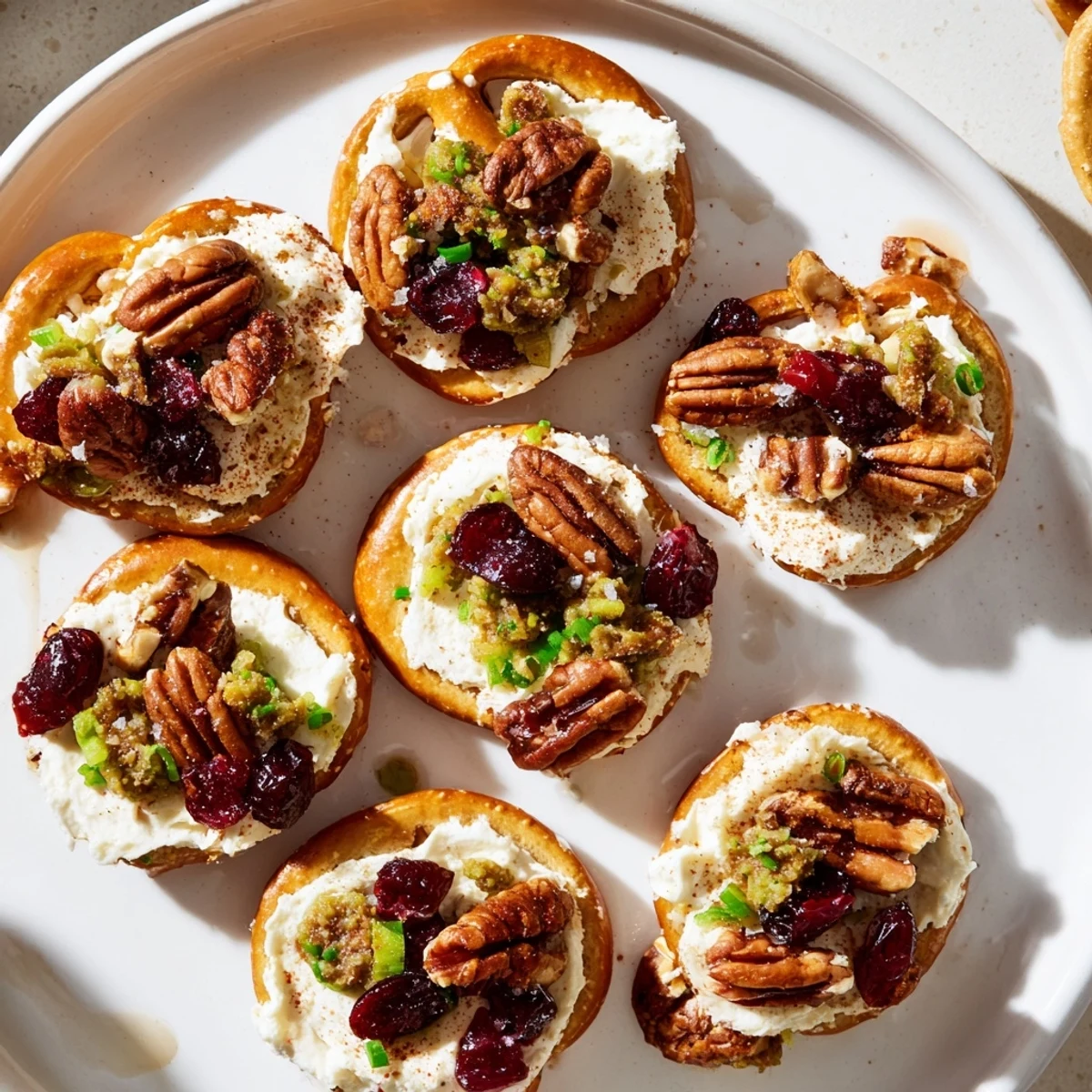 Sweet and spicy Rocket Fuel New Years Eve Treats topped with pecans and jalapeño, ready to serve.