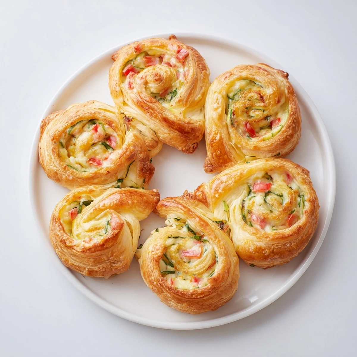 Cercles dHôtes Couronne de Rouleaux in a golden crown: savory pastry rolls with herbed cheese and vegetables.