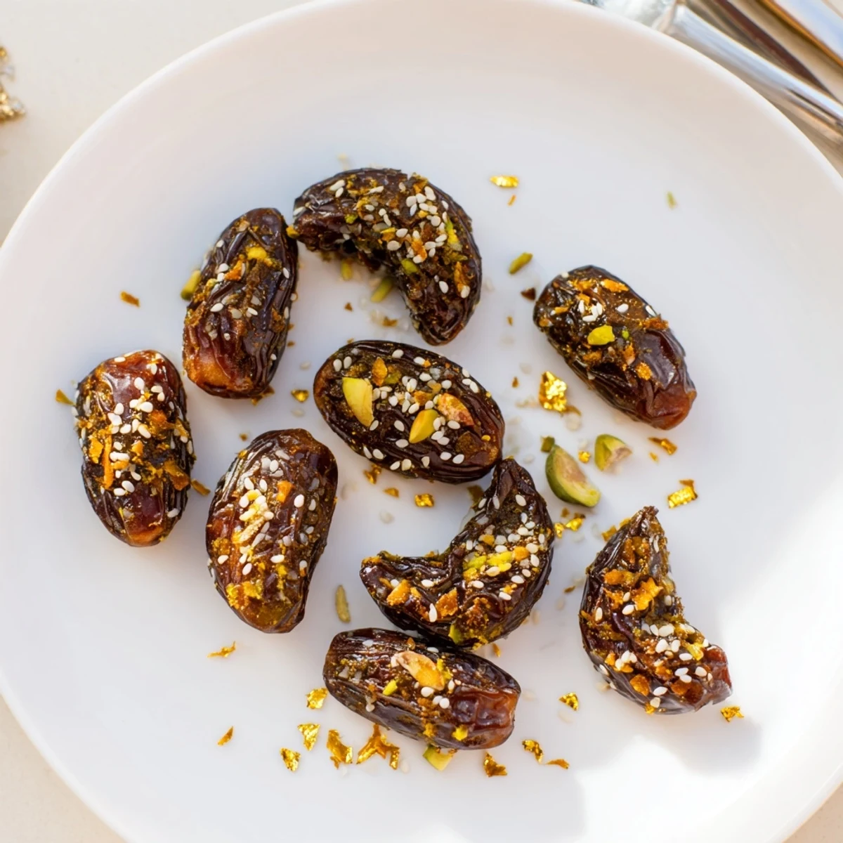 Golden light on the Lunar and Star Date Platter, arranged with nut-filled moon and star dates.