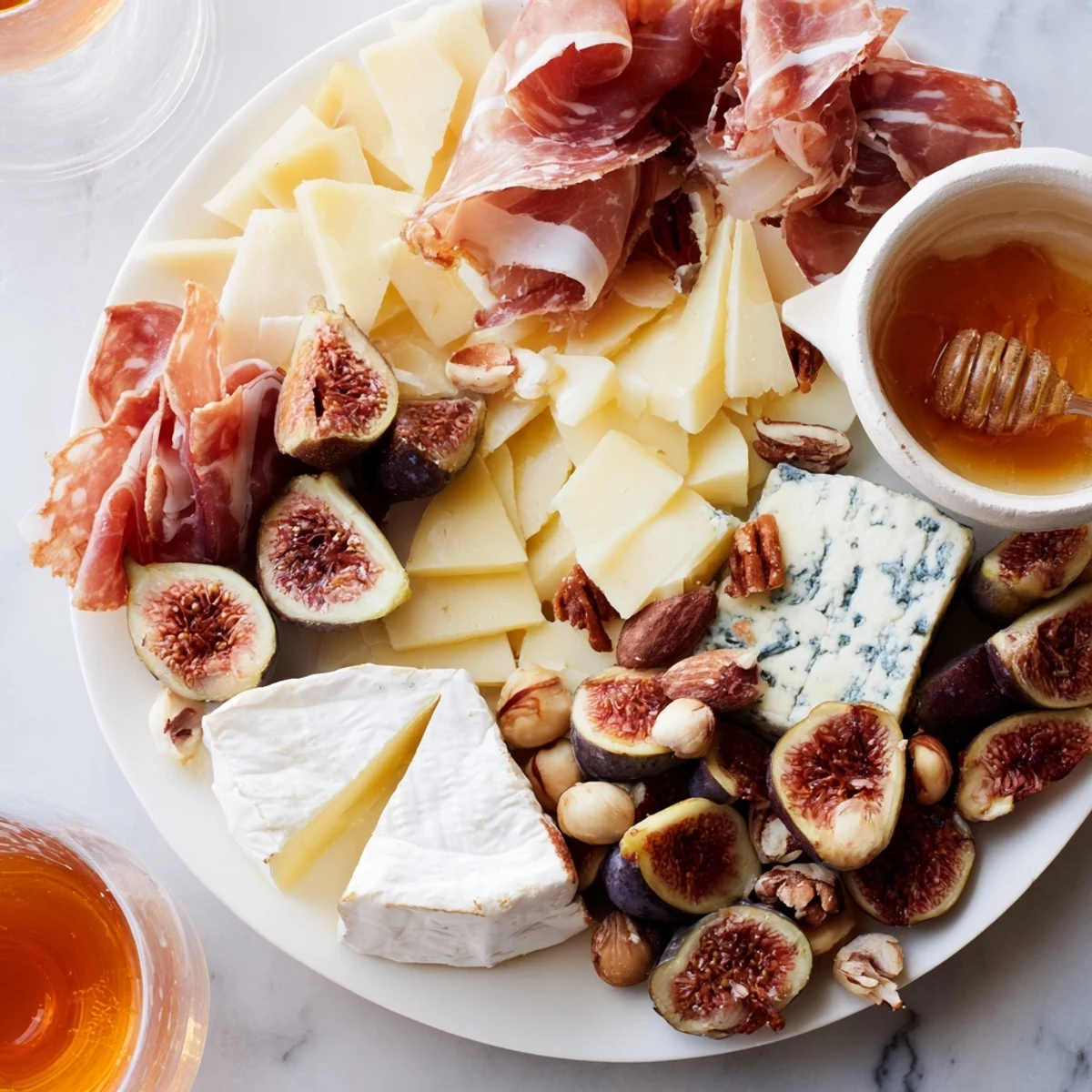 A vibrant Plateau des Rois Mages Gourmand platter with cheese, meats, fruits, and nuts for sharing.