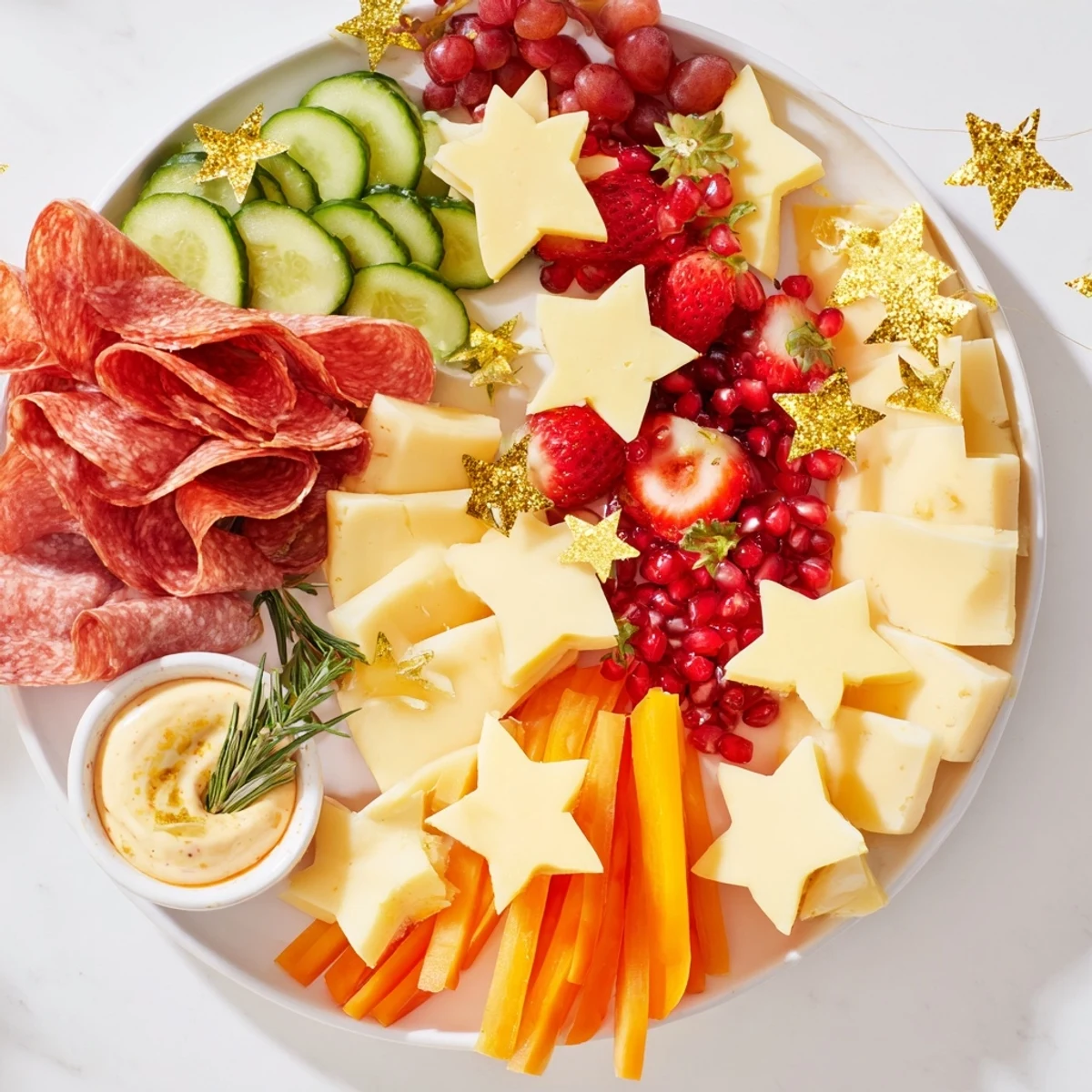 Festliches Sternbrett mit Käse