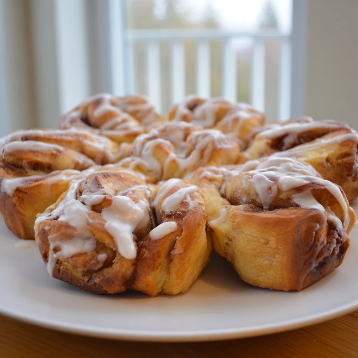 Drizzling sweet icing over the Giant Snowflake Sweet Roll centerpiece, a delicious holiday dessert.