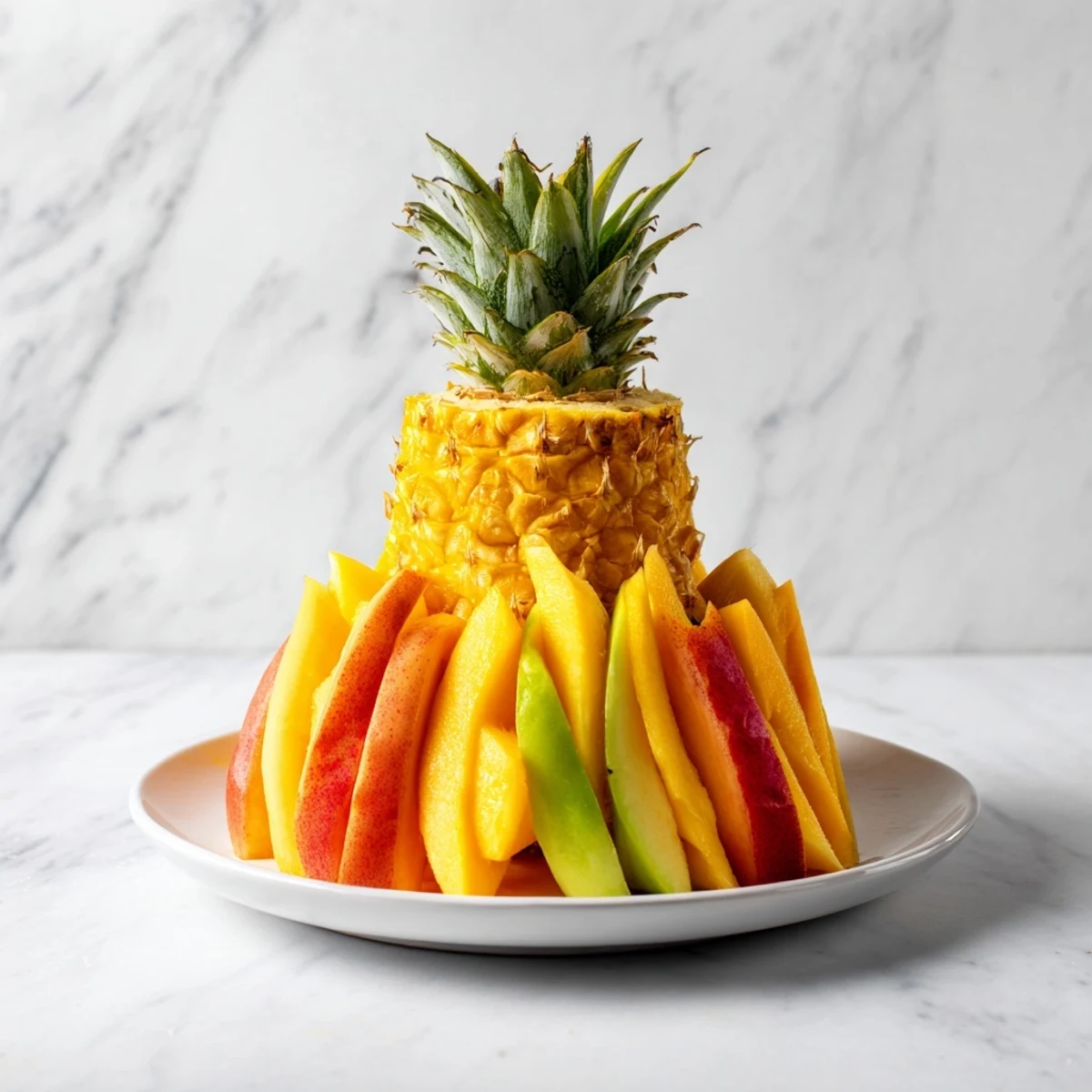 Vibrant, fresh Tropical Pineapple Paradise fruit platter bursting with colors, perfect for a refreshing dessert.