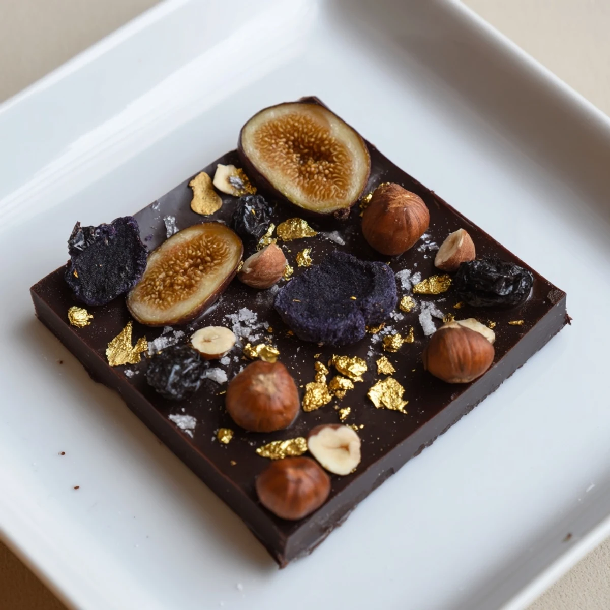 Midnight Mosaic dessert squares, featuring dark chocolate, olives, and a hint of salt.