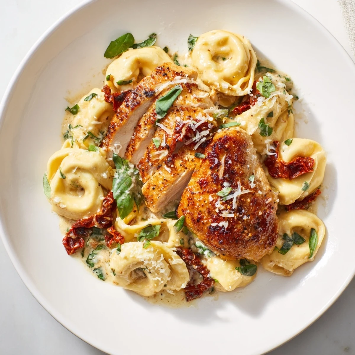 Aromatic golden chicken and cheese tortellini, smothered in a rich Marry Me Chicken Tortellini sauce.