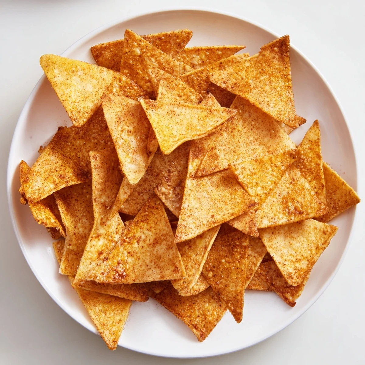 Crispy air fryer tortilla chips, golden brown and perfectly seasoned for snacking or dipping.