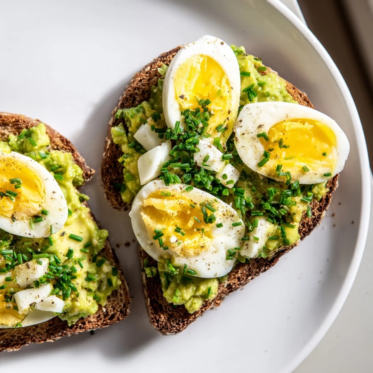 A delightful view of a healthy avocado egg smash, ready to be enjoyed as a savory meal.