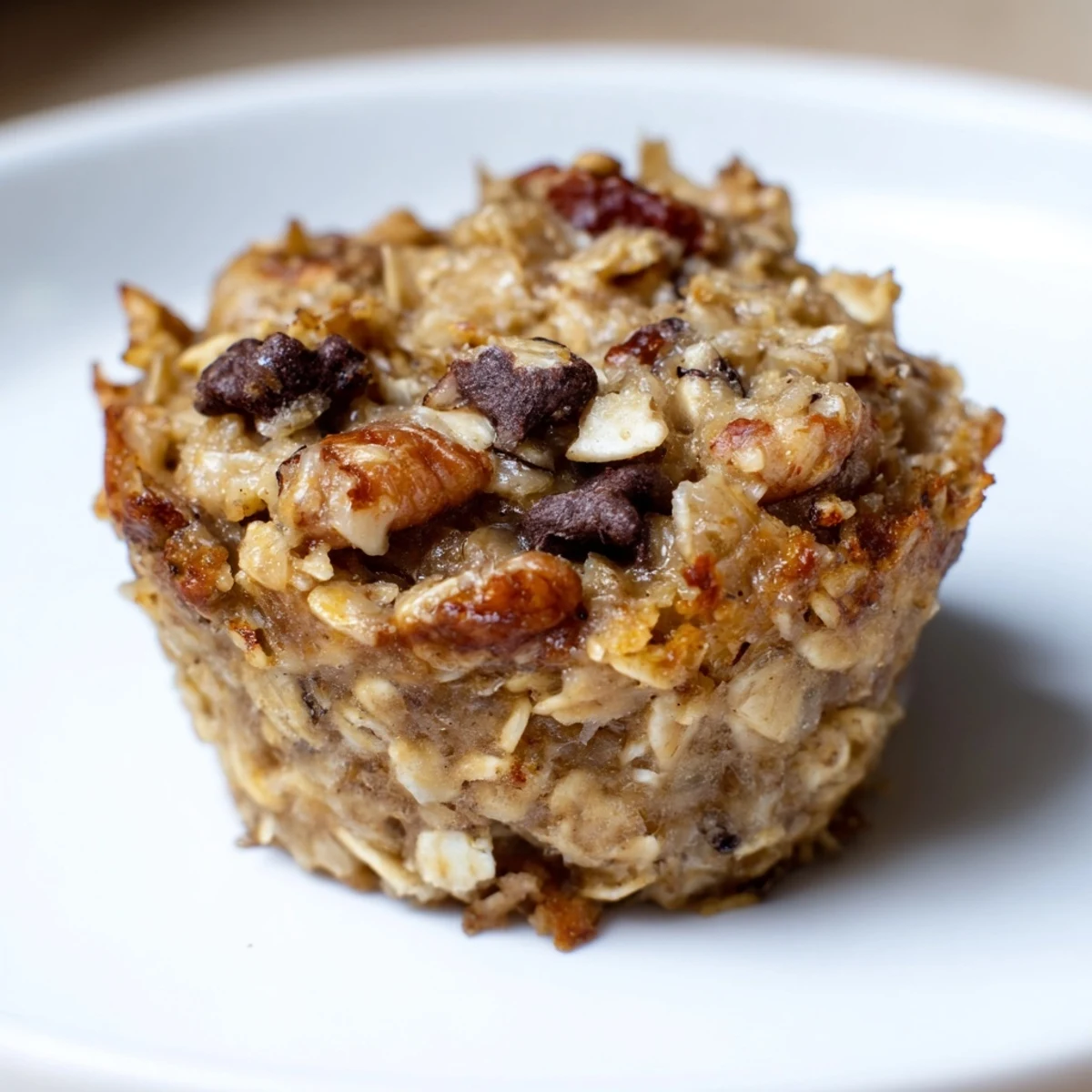 Steaming hot baked oatmeal cups with berries and nuts, ready for a delicious breakfast.