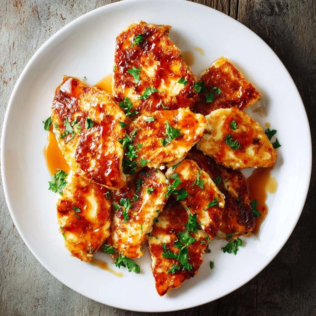 Crispy, golden-brown Hot Honey Halloumi, a delicious vegetarian appetizer drizzled with sweet heat.