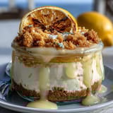 2. Erfrischende Limoncello-Cheesecake-Gläser mit zitronigem Mascarpone-Topping, perfekt für Sommerpartys und einfache Desserts.