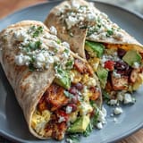 Sättigende Frühstücksburritos gefüllt mit gewürztem Putenfleisch, schwarzen Bohnen, Eiern und Cheddar für einen proteinreichen Start in den Tag.  