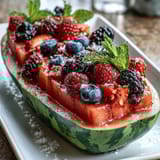 Wassermelone mit frischen Beeren