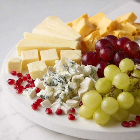 This delicious Winter Wonderland Grazing Tray, perfect for any holiday party, features various fresh foods.