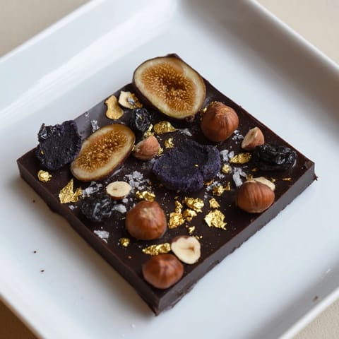Midnight Mosaic dessert squares, featuring dark chocolate, olives, and a hint of salt.