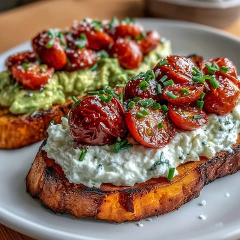 Süßkartoffel-Toast mit cremiger Frischkäsebelege und frischen Schnittlauchröllchen aus dem Ofen