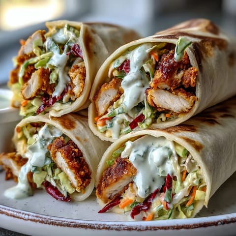 Golden fried turkey strips in a Crispy KFC Turkey Snack Wrap, paired with vibrant purple cabbage slaw and a zesty Korean-style sauce.