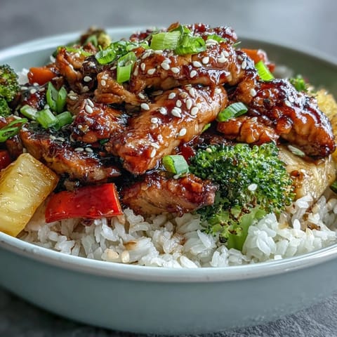1. **Teriyaki-Hähnchen-Reisbowl mit frischer Ananas und knackigem Gemüse**  