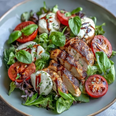 Gegrilltes Huhn Caprese Salat