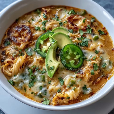 2. Cremige Hühner-Enchilada-Suppe mit reichhaltiger Käsesauce, frischem Koriander und einem Hauch Jalapeño für extra Schärfe.
