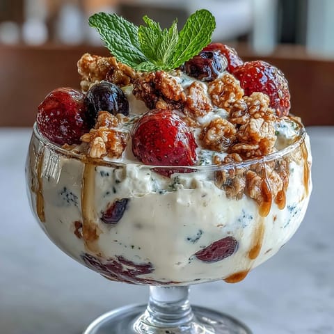 1. Cottage Cheese Berry Parfait mit Granola – Schichten aus cremigem Hüttenkäse, frischen Beeren und knusprigem Granola für ein proteinreiches Frühstück.  