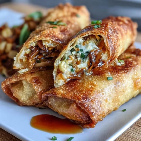 Diese Air Fryer Gemüse-Eierrollen sind außen knusprig und innen voller knackig-frischer Zutaten, dazu eine fruchtig-würzige Soja-Ingwer-Dip.  