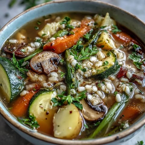 Rustikale Gersten Pilzsuppe #340