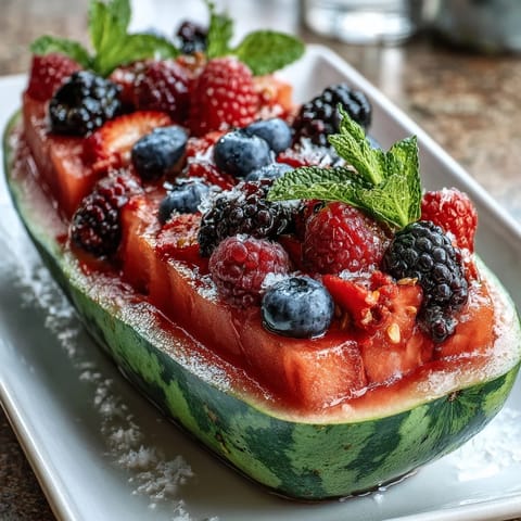 Wassermelone mit frischen Beeren