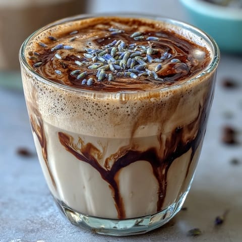 Beruhigender Lavendel-Haferdrink-Latte mit cremiger Textur und floralem Aroma