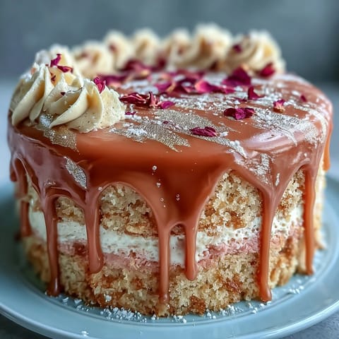 Brautdusche Rosé Velvet Kuchen Goldtropfen