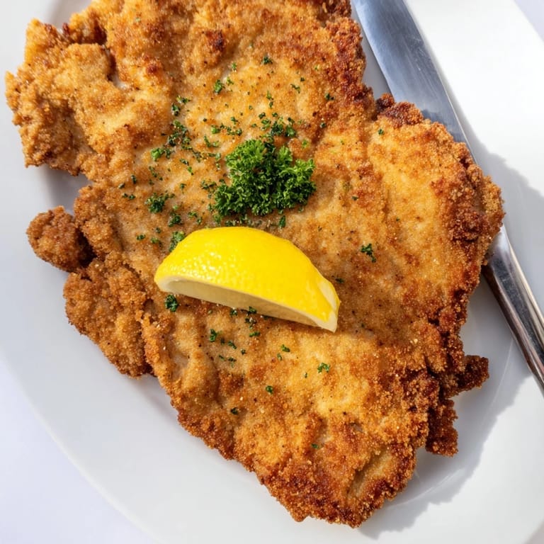 Saftige, goldbraune Schweine-Schnitzel, ideal für festliche Abendessen oder Familienfeiern.  