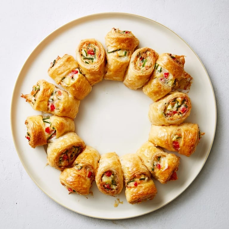 Freshly baked Cercles dHôtes Couronne de Rouleaux, a festive crown of savory rolls with a creamy filling.