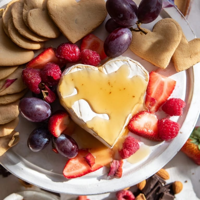 Creamy Brie, vibrant jams, and fresh berries create a delicious Sweetheart Brie and Jam Board appetizer to share.