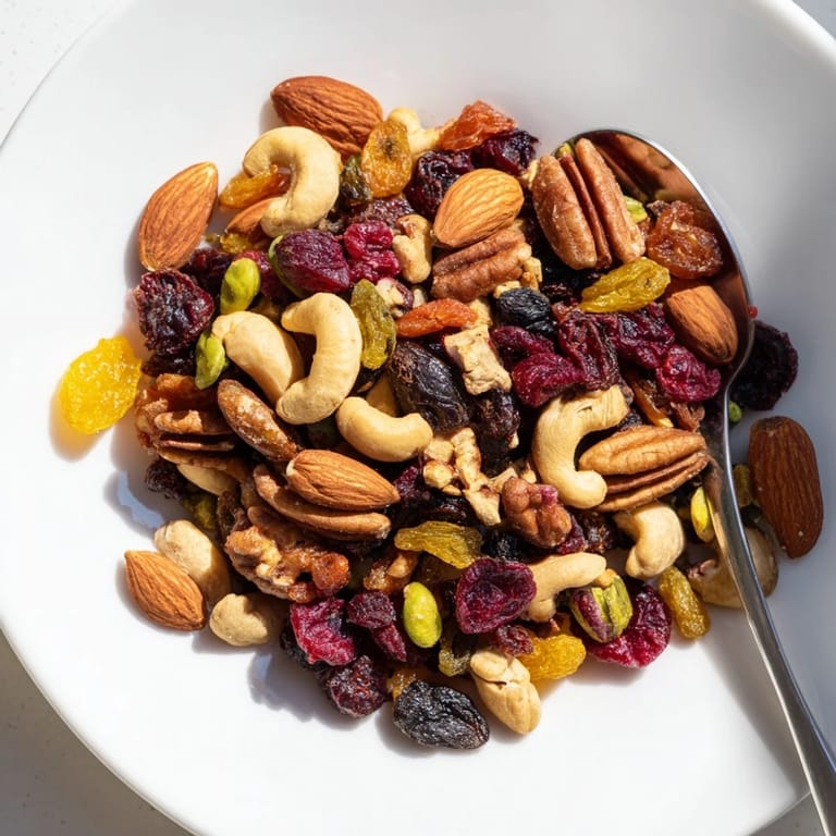 A tempting close-up of the Easy Party: Assorted Nuts and Dried Fruit Pile, ready for guests to enjoy.