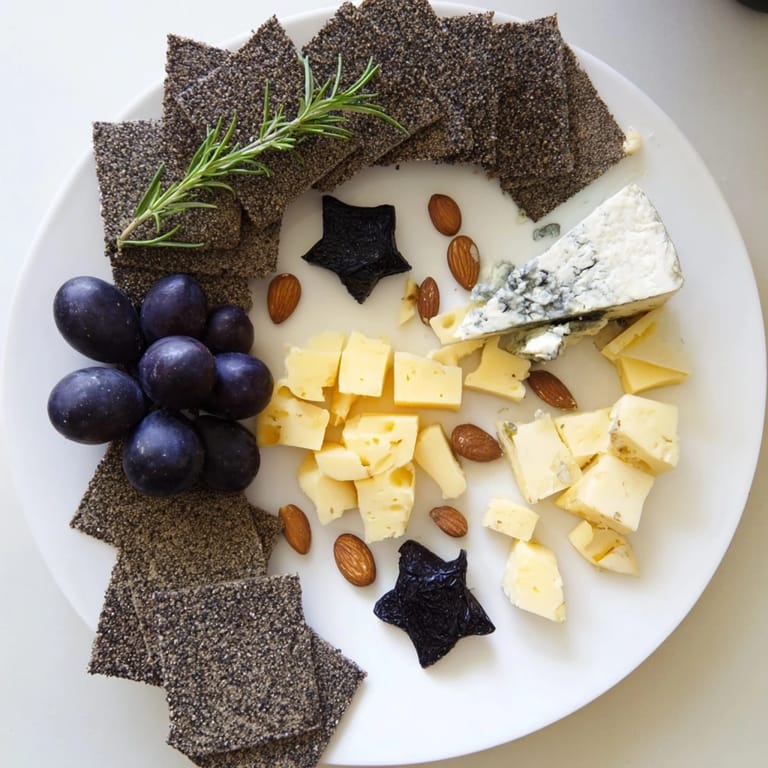 Star-shaped gouda cheese and creamy brie are the stars of this delicious Crescent Moon Cheese Board.