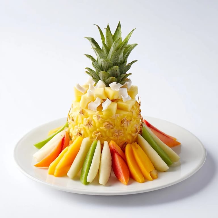 A close-up of a beautifully arranged Tropical Pineapple Paradise, ready for a delicious tasting experience.