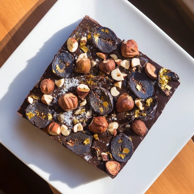 This Midnight Mosaic dessert displays a beautiful arrangement of figs and bitter chocolate.