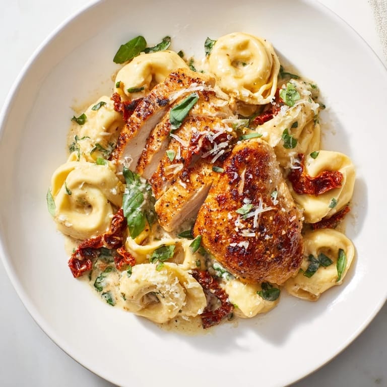 Aromatic golden chicken and cheese tortellini, smothered in a rich Marry Me Chicken Tortellini sauce.