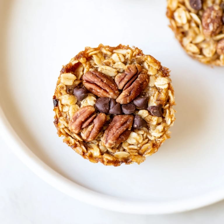 Golden and fluffy baked oatmeal cups served with a side of fresh fruit, a perfect breakfast.