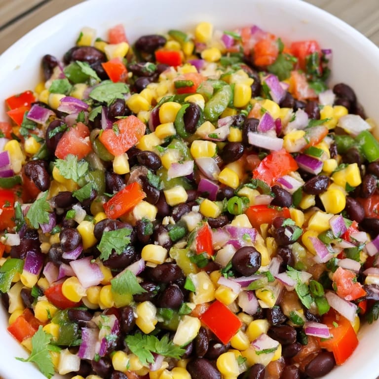 Fresh, zesty Cowboy Caviar Salad with lime vinaigrette, a delicious and quick vegan recipe.