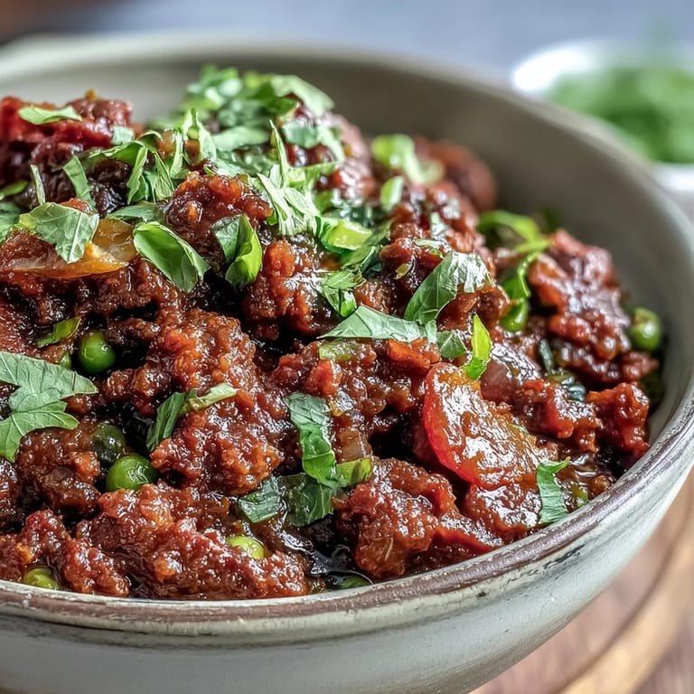 Saftiges Venison Keema Curry auf Tellern mit frischen Limetten und Naan Brot zum Eintauchen.