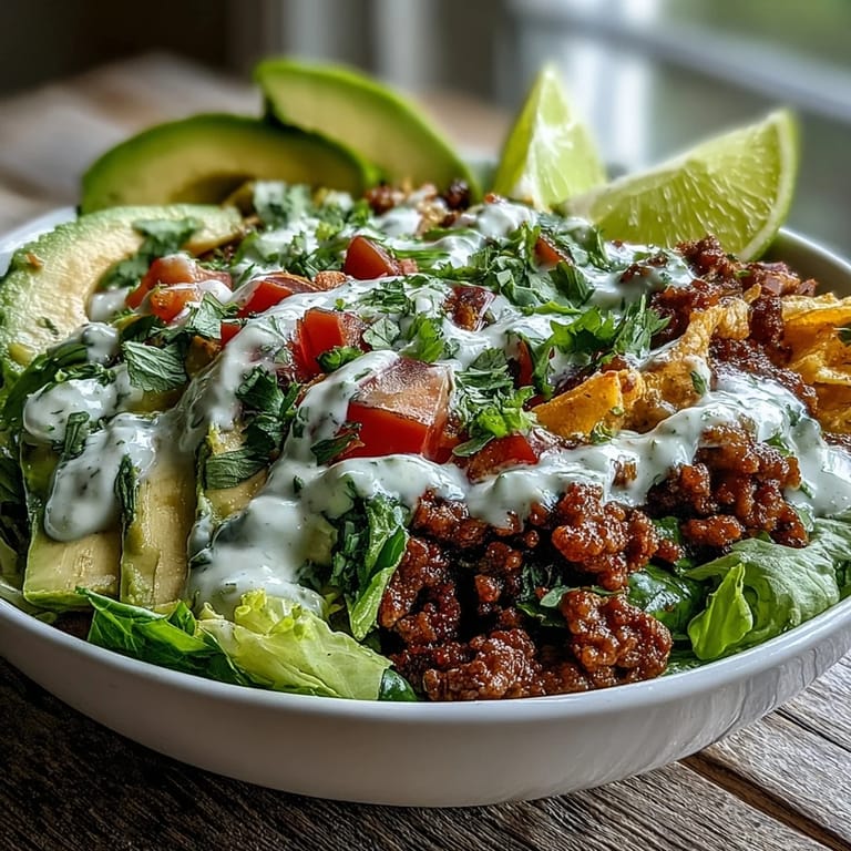 Close-up of a Healthy Taco Bowl topped with fresh tomatoes, radishes, and cilantro.