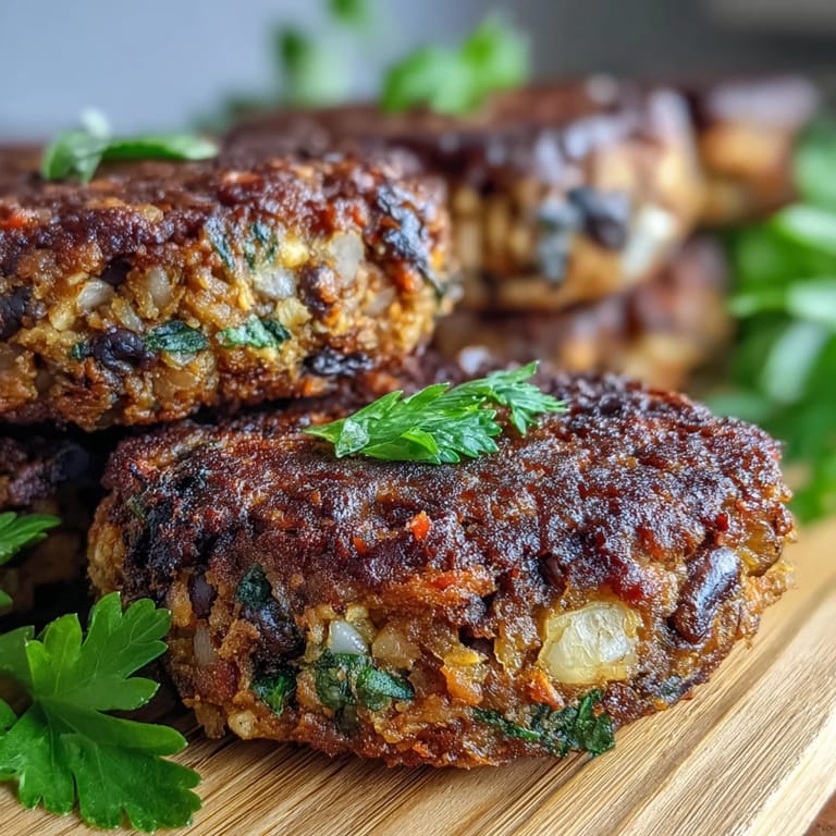 Frisch gebackene, knusprige Black-Eyed Pea Burger Patties mit Karotten und Petersilie