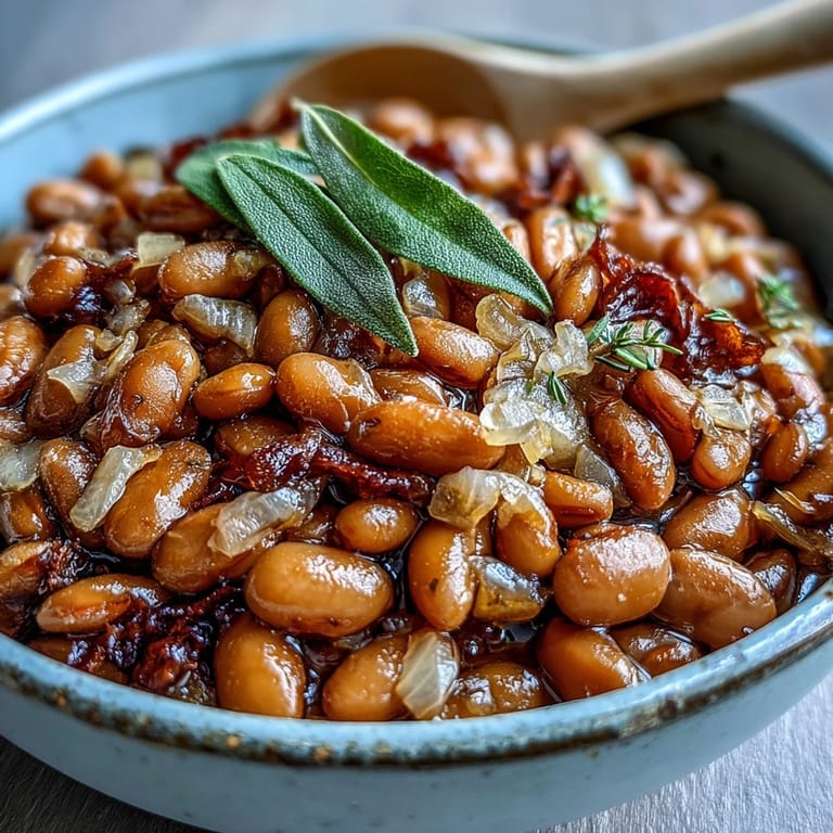  cremig gekochte Pinto-Bohnen Topf mit Zwiebeln und Knoblauch, perfekt als Chili-Basis für Amerikanisches Rezept