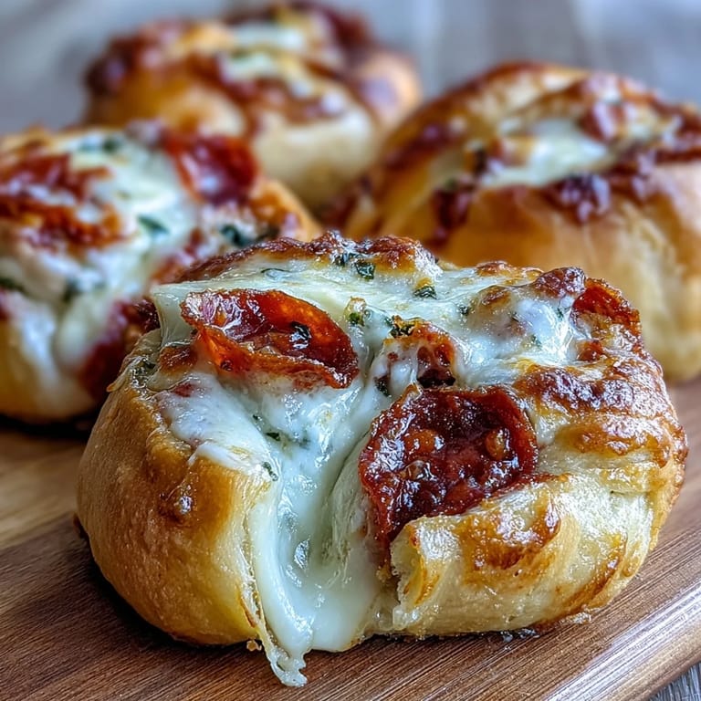 Genießliche Pizza Roll Stuffed Garlic Knots mit Marinara-Dip und Petersilie garniert.