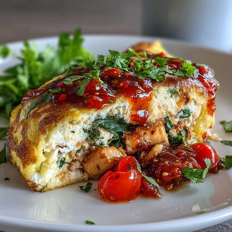 2. Buntes Gemüseomelett aus Eiweiß, serviert mit hausgemachter Salsa – perfekt für einen gesunden Start in den Tag.