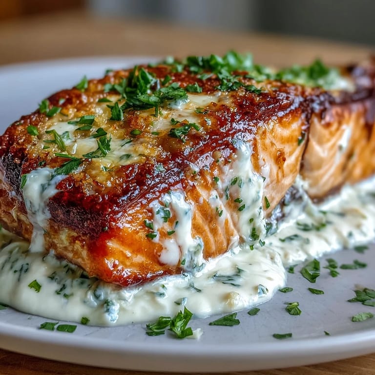 Saftiger Lachs mit goldener Zitronen-Butter-Sauce und Parmesan