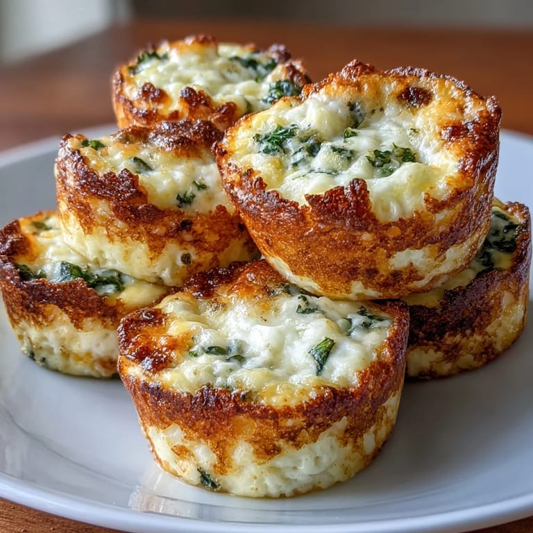 Proteinreiche Cottage Cheese Egg Bites mit frischem Spinat und Paprika für eine gesunde Frühstücksoption.
